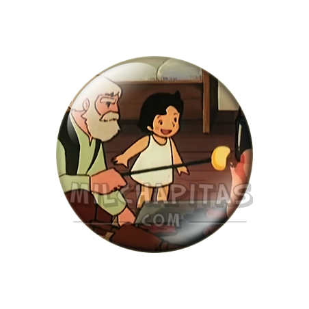 Chapa de Heidi: Abuelo y Heidi (Asando Queso)