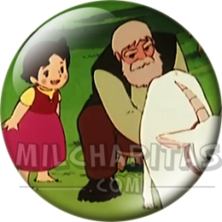 Chapa de Heidi: Heidi, el Abuelo y una Cabra