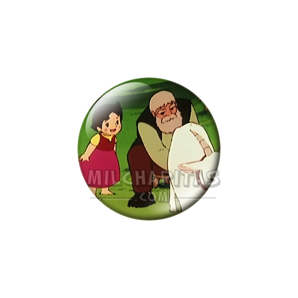 Chapa de Heidi: Heidi, el Abuelo y una Cabra