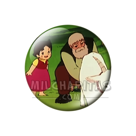 Chapa de Heidi: Heidi, el Abuelo y una Cabra