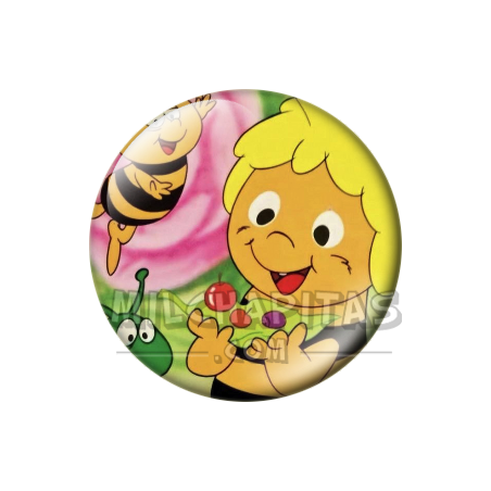 Chapa de La abeja Maya: Maya, Willy y el Gusanito
