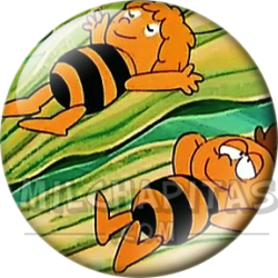Chapa de La abeja Maya: Maya y Willy (Tumbados en la Hoja)