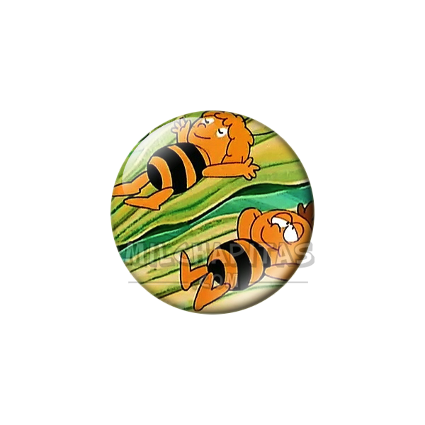 Chapa de La abeja Maya: Maya y Willy (Tumbados en la Hoja)
