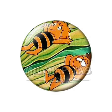 Chapa de La abeja Maya: Maya y Willy (Tumbados en la Hoja)