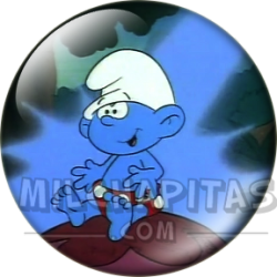 Chapa de Los Pitufos: Pitufo (Sentado en una Roca)