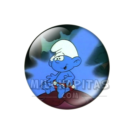 Chapa de Los Pitufos: Pitufo (Sentado en una Roca)