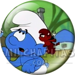 Chapa de Los Pitufos: Pitufo (Con el Angelito y el Diablillo)
