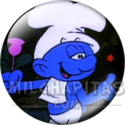 Chapa de Los Pitufos: Pitufo Goloso (Con una Flor)