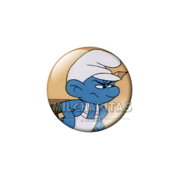Chapa de Los Pitufos: Pitufo Manitas (Enfadado)