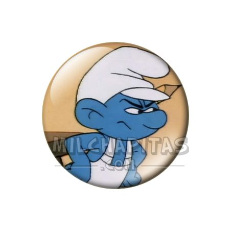Chapa de Los Pitufos: Pitufo Manitas (Enfadado)