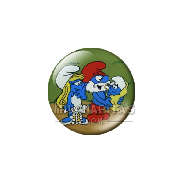 Chapa de Los Pitufos: Papá Pitufo, Pitufina y Bebé Pitufo