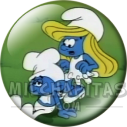 Chapa de Los Pitufos: Pitufo Goloso y Pitufina