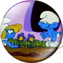 Chapa de Los Pitufos: Pitufina y Pitufo Tontín (Las Flores)