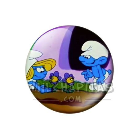 Chapa de Los Pitufos: Pitufina y Pitufo Tontín (Las Flores)