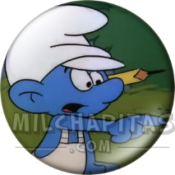 Chapa de Los Pitufos: Pitufo Manitas (Señalando)