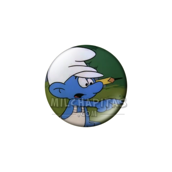 Chapa de Los Pitufos: Pitufo Manitas (Señalando)