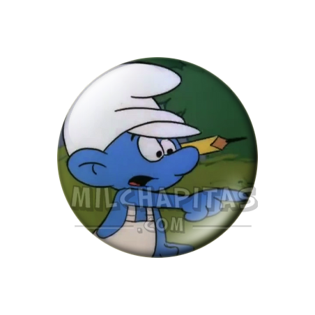 Chapa de Los Pitufos: Pitufo Manitas (Señalando)