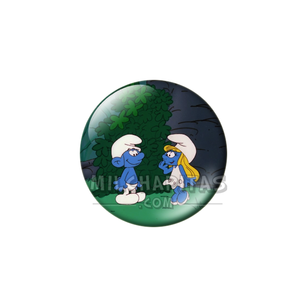 Chapa de Los Pitufos: Pitufo y Pitufina (Junto al Arbusto)
