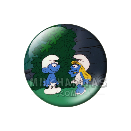 Chapa de Los Pitufos: Pitufo y Pitufina (Junto al Arbusto)