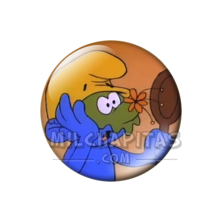 Chapa de Los Pitufos: Pitufo Vanidoso (Con Mascarilla)