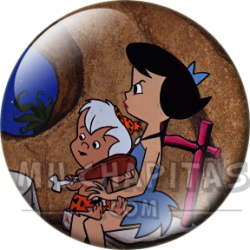 Chapa de Los Picapiedra: Betty y Bam-Bam (Con el Muslo)
