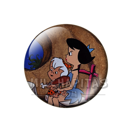 Chapa de Los Picapiedra: Betty y Bam-Bam (Con el Muslo)