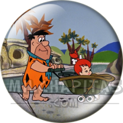 Chapa de Los Picapiedra: Pedro y Pebbles (De Paseo)