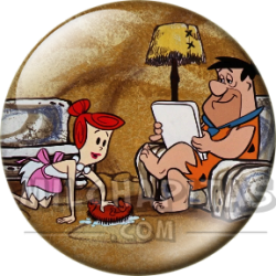 Chapa de Los Picapiedra: Pedro y Vilma (Leyendo)