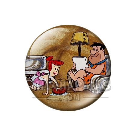 Chapa de Los Picapiedra: Pedro y Vilma (Leyendo)