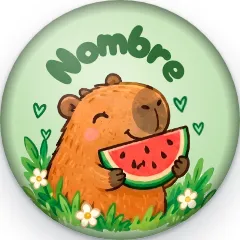 Capibara con sandía · Chapas infantiles