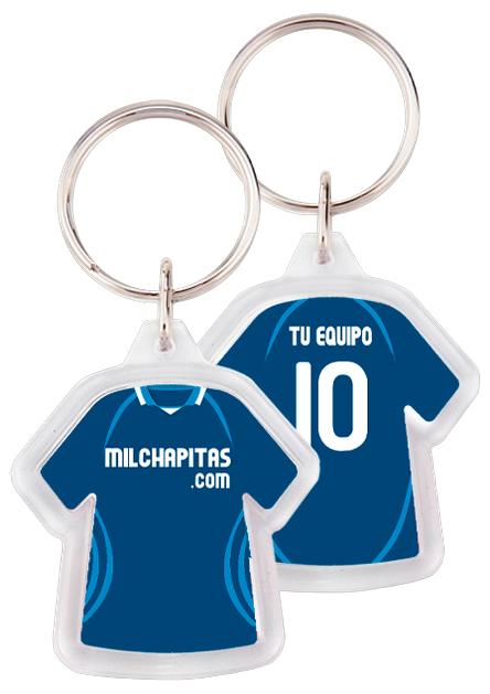 Llavero acrílico con forma de camiseta, por delante y por detrás