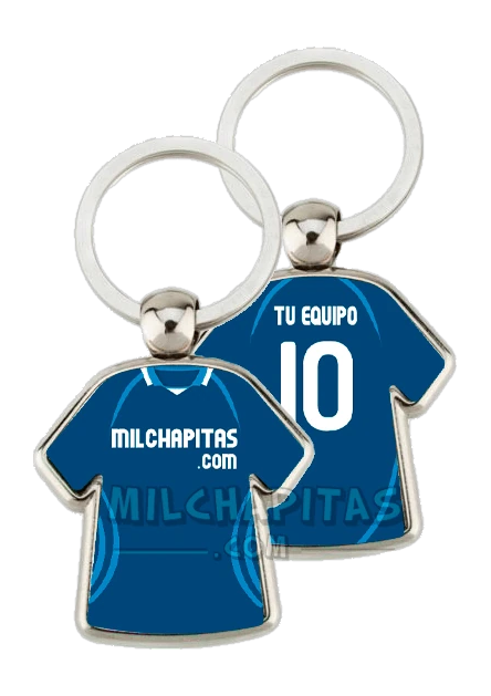 Llavero metálico con forma de camiseta, por delante y por detrás