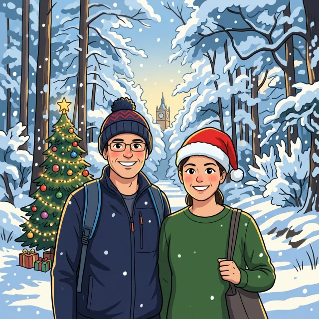 Chapa con una foto convertida con el filtro IA Navidad