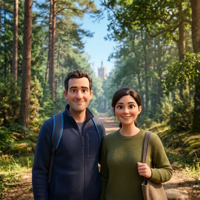Chapa con una foto convertida con el filtro IA Personaje Pixar