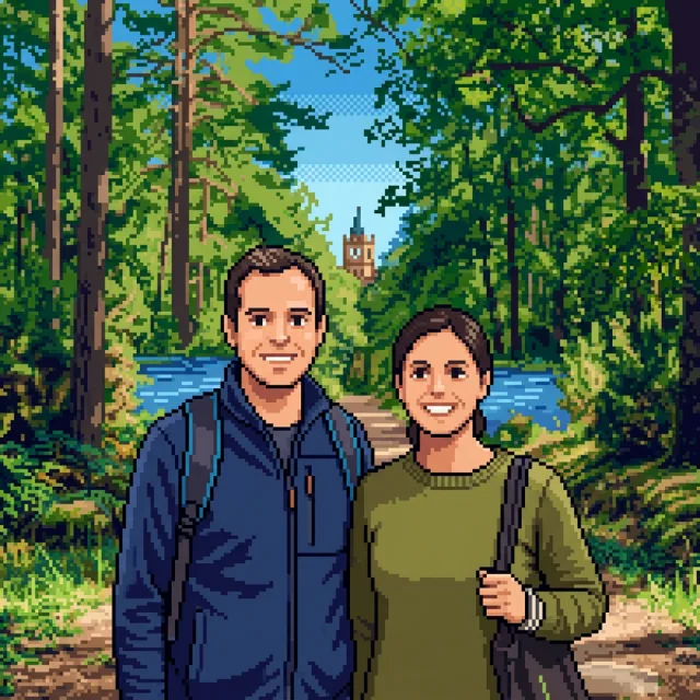 Chapa con una foto convertida con el filtro IA Pixel art