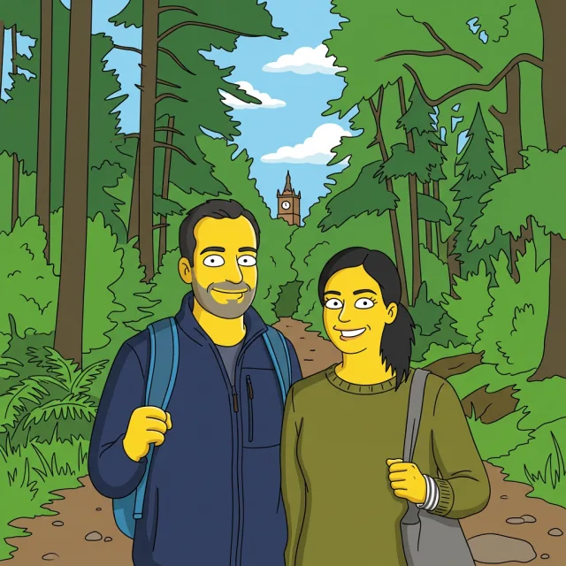 Chapa con una foto convertida con el filtro IA Los Simpson